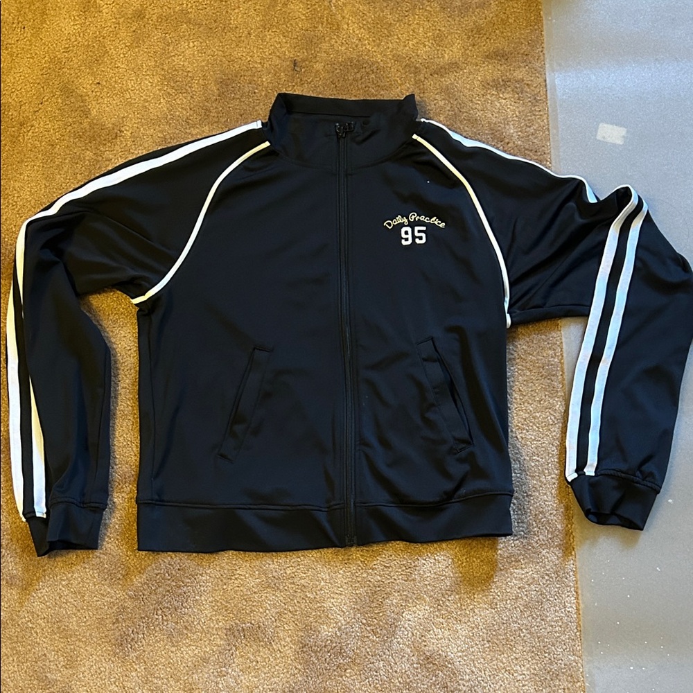 Anthropologie Daily Practice 95 Black Track-Style Varsity Jacket